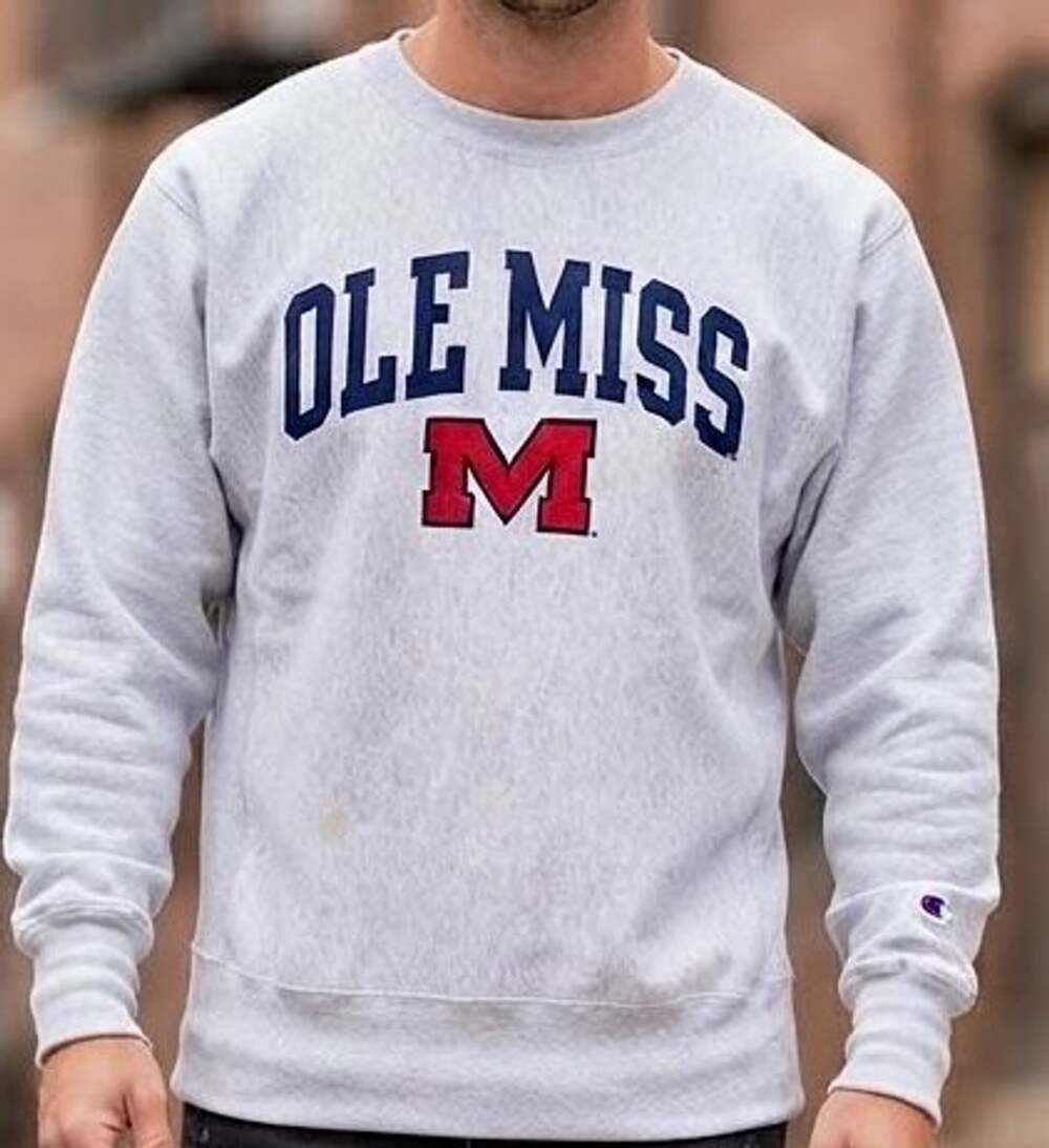 Champion Ole Miss Rebels Heather Gray Arch Over Logo Pullover Sweatshirt